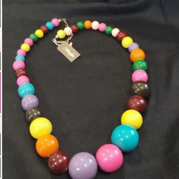 NATASHA COLORED BALLS LONG NECKLACE - Picture 3 of 8